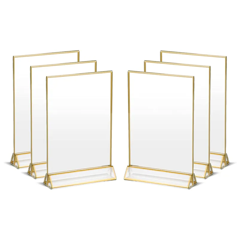 acrylic sign stand holder (gold edge)