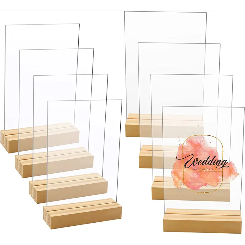 acrylic sign stand holder (wood base)