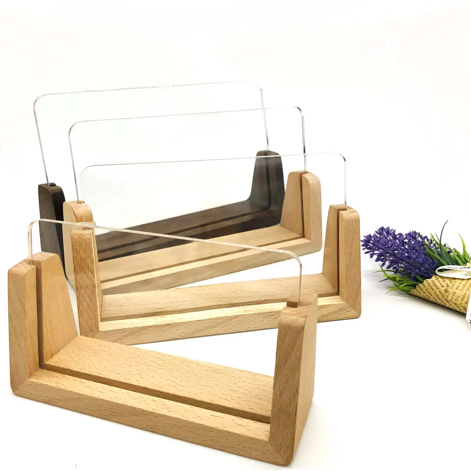 acrylic sign stand holder (wood base with u shape)