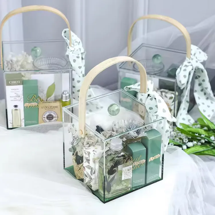 acrylic flower box with handle