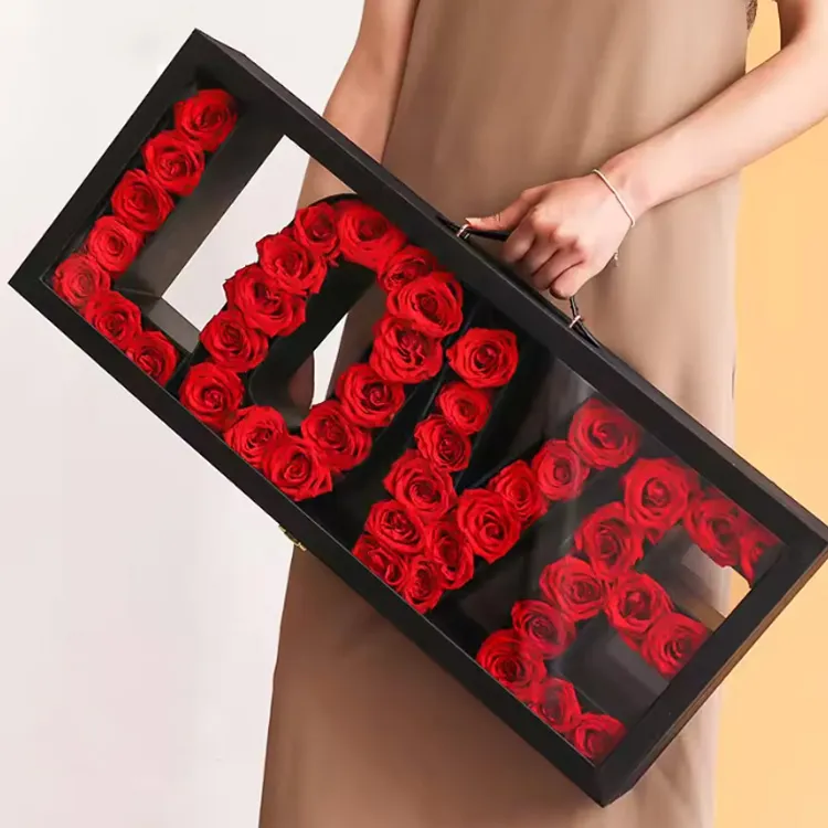 acrylic i love you box flower