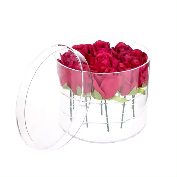 acrylic round shape rose box