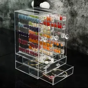 acrylic Nail Tip display box organizer with bottom drawers