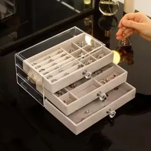 acrylic jewelry organizer with drawers