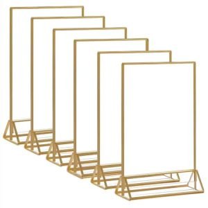 acrylic sign stand with golden frame