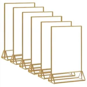 acrylic sign stand with golden frame