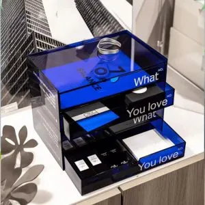 colored acrylic organizer with drawers for jewelry
