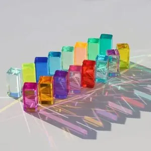 colored acrylic cube stamps block