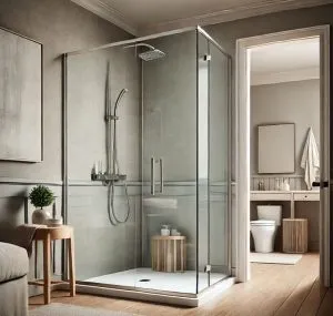 Acrylic Shower Door in a Modern Bathroom Setting