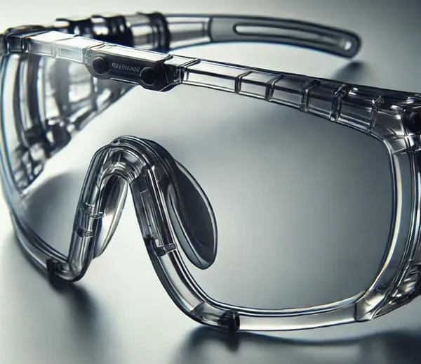 Polycarbonate (PC) eyewear highlighting its durability and clarity