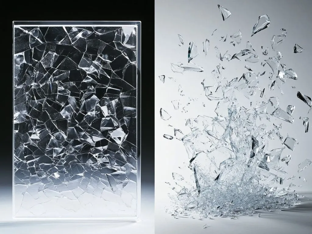 A side-by-side comparison of an acrylic sheet and a shattered glass-5