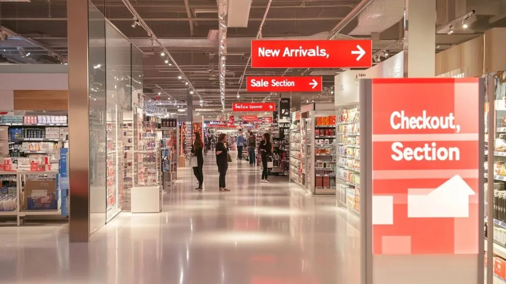 a spacious retail store interior with strategically placed wayfinding signage-3