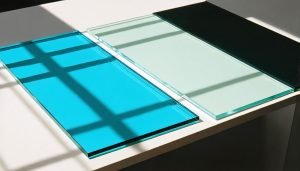 acrylic sheet and a glass sheet placed side by side on a table-2