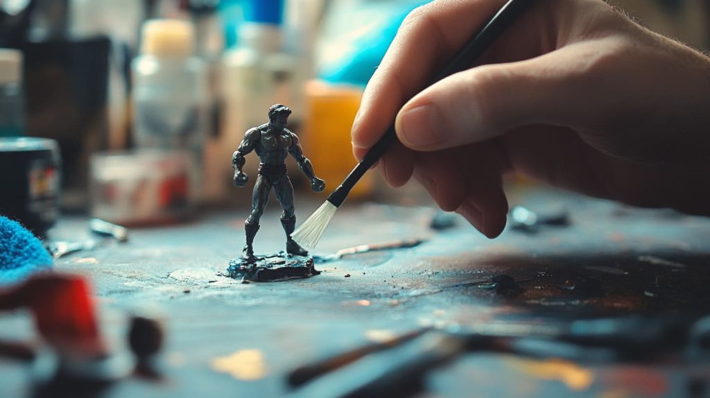 A close-up of a dusty action figure being cleaned-6