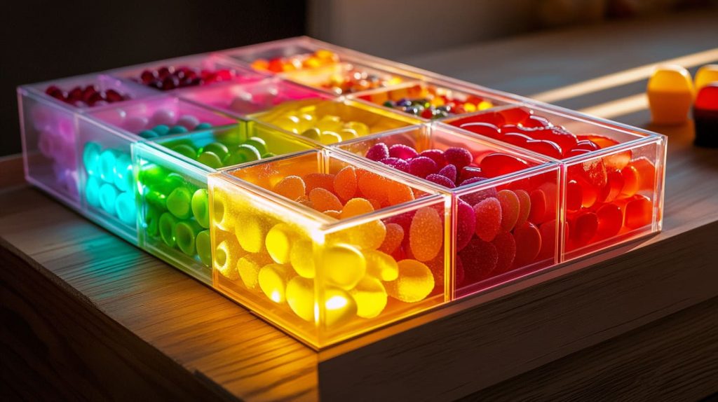 A colorful and neatly organized acrylic candy display box-1