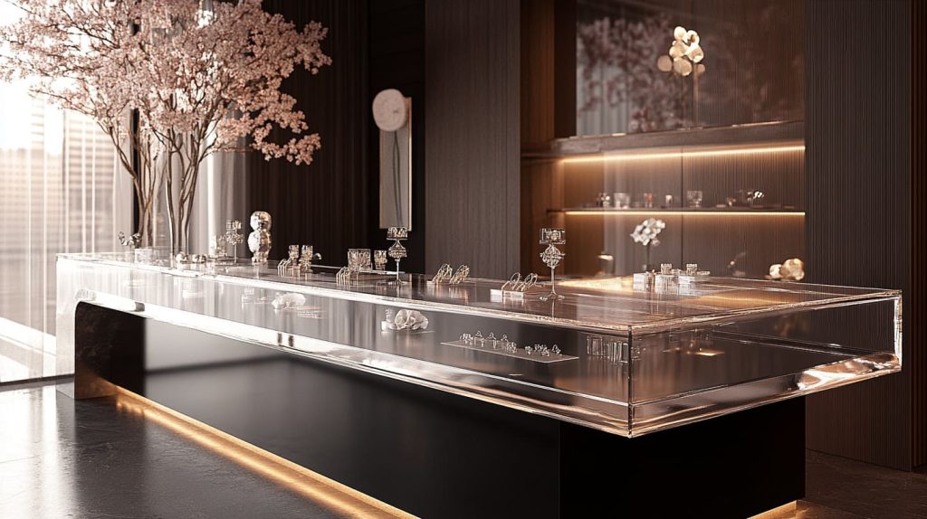 A luxurious boutique displaying a large acrylic display-6