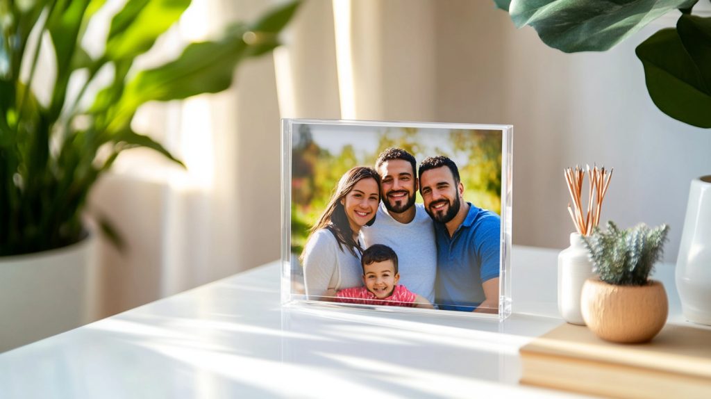 Acrylic photo frame on a minimalist desk-3