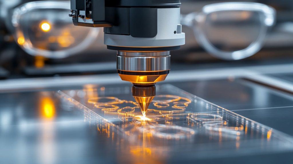 An acrylic sheet being laser cut into shapes-3