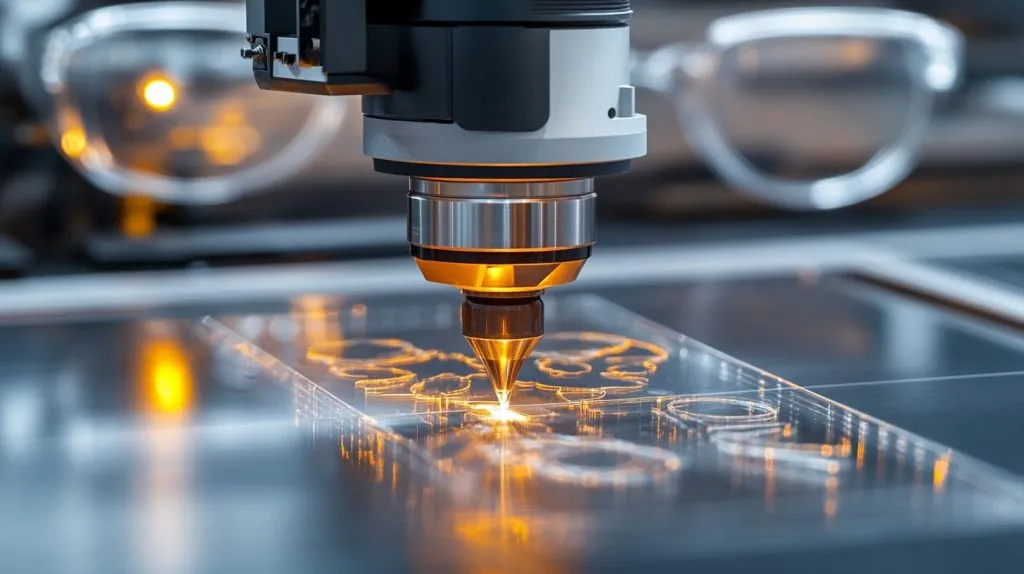 An acrylic sheet being laser cut into shapes-3