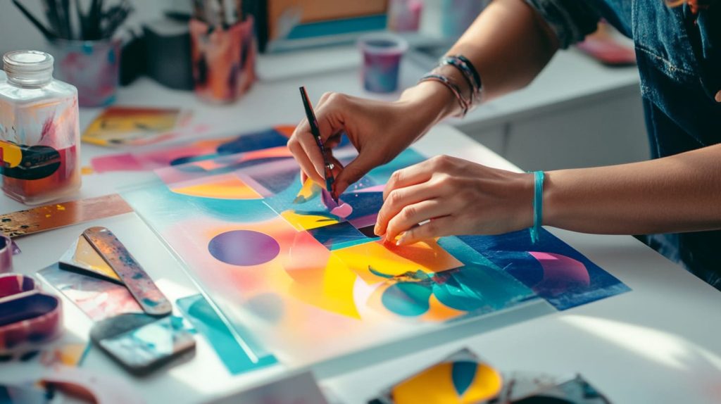 Applying colorful vinyl decals to acrylic pieces-4
