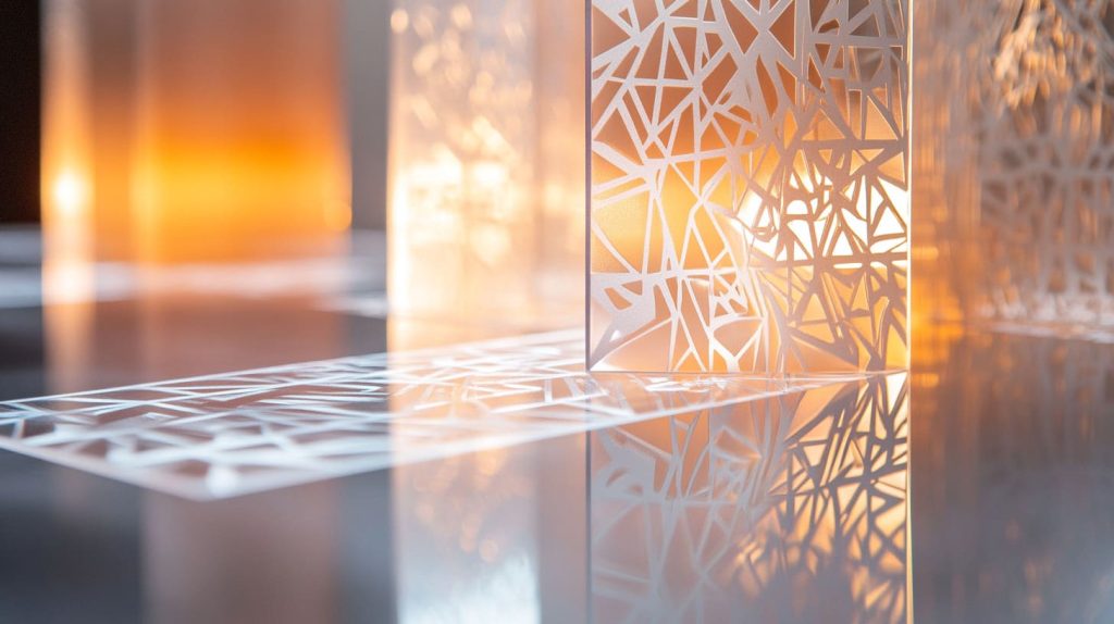 Customized acrylic stand with intricate engravings.-4