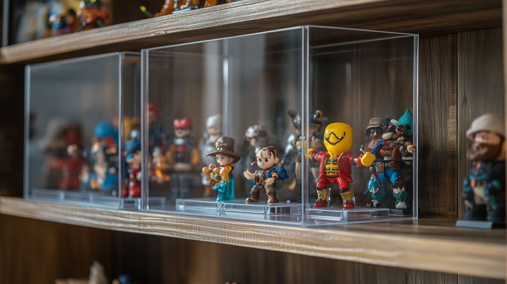 Display case holding collectible figurines-4