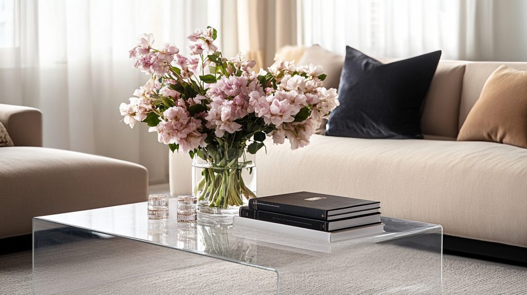 Modern acrylic furniture in a cozy living room-7