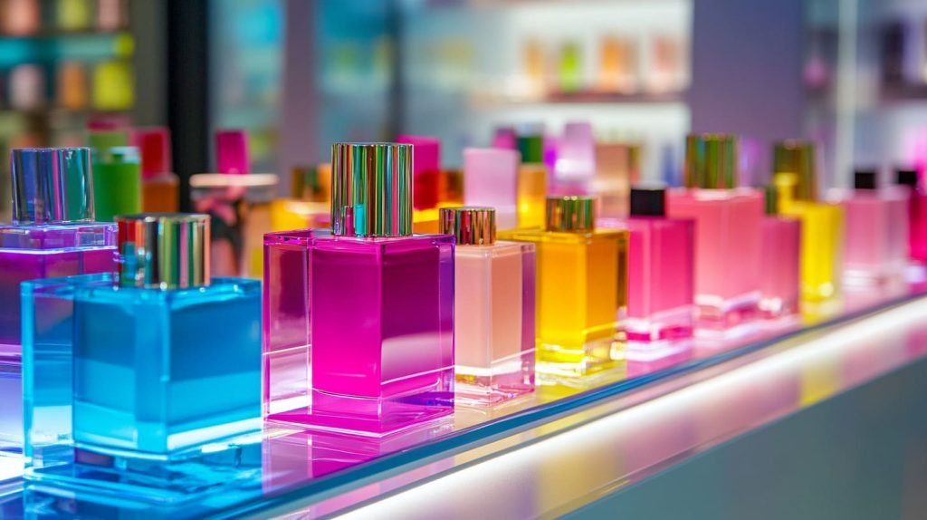 Retail shelf with colorful acrylic stands-7