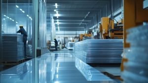 Workers inspecting raw acrylic sheets in a factory-1