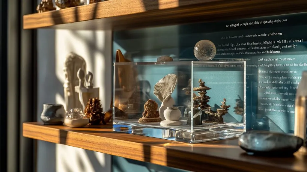 acrylic display case on a modern wooden shelf-1