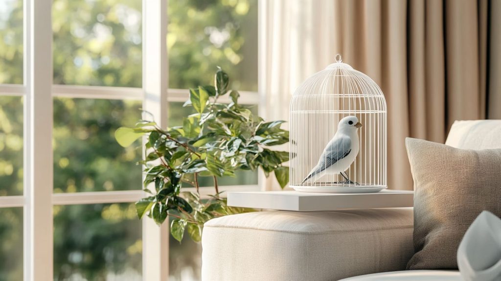 Acrylic bird cage blending with home decor-3