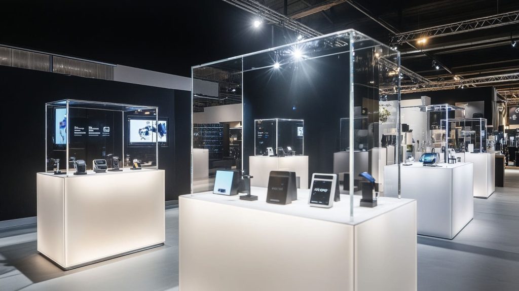 Acrylic stands at a retail exhibition with LED lighting-5