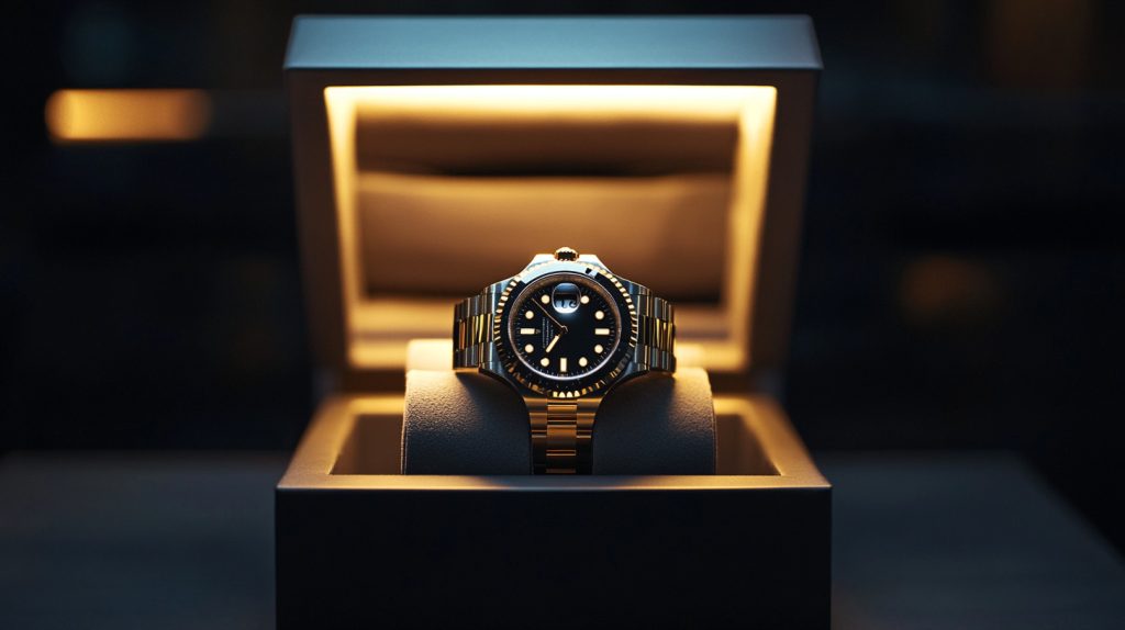LED-lit display box with a luxury watch-8