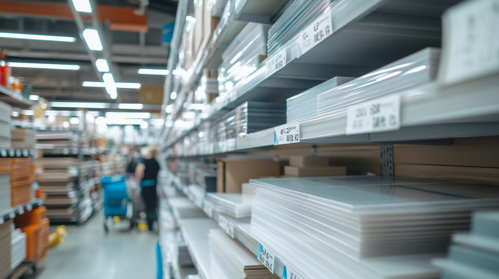 Pricing labels for acrylic sheets in a hardware store-2