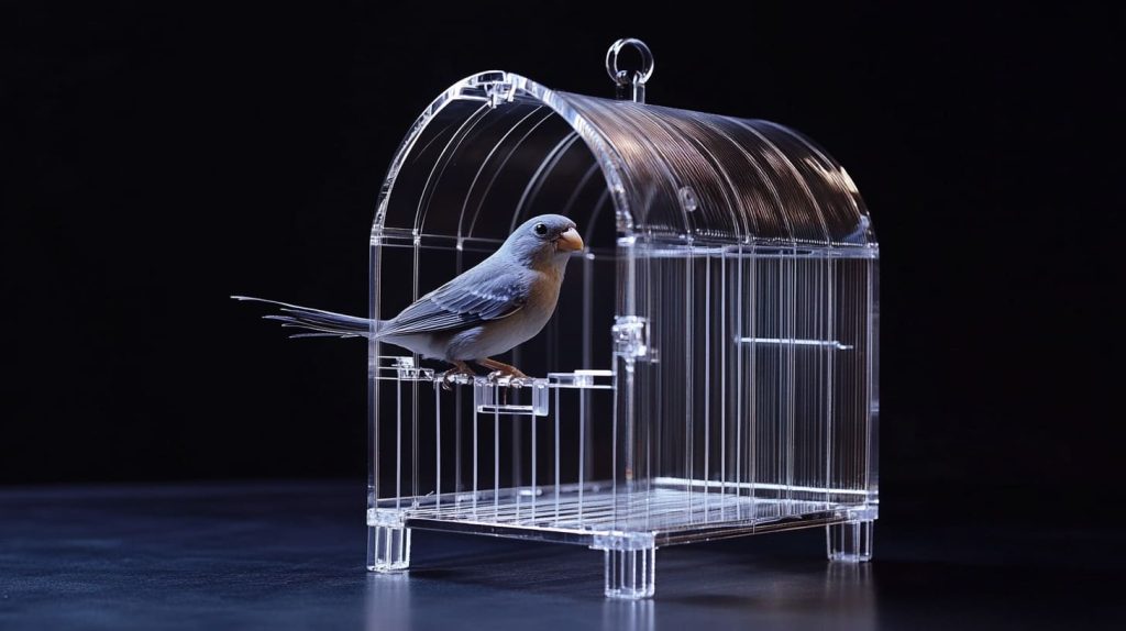 Spacious acrylic bird cage with secure construction-7