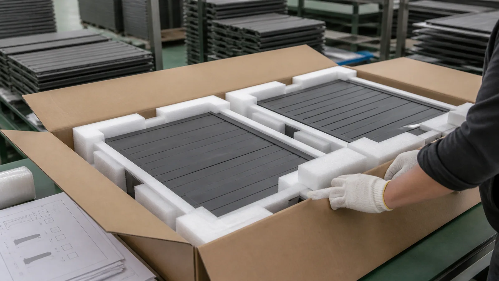Foam-protected outdoor furniture components prepared for export