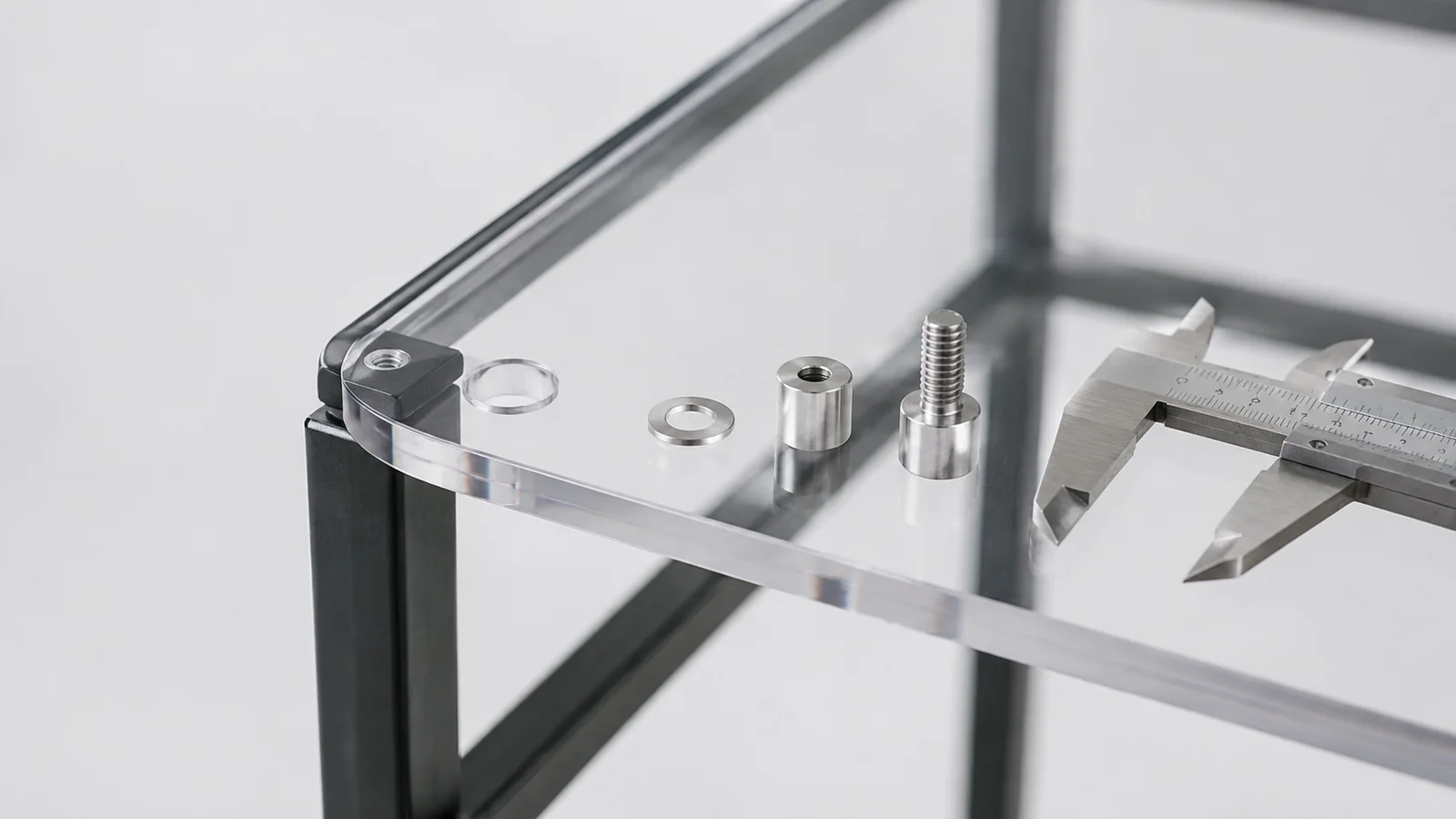 Clear acrylic furniture parts protected for export packing