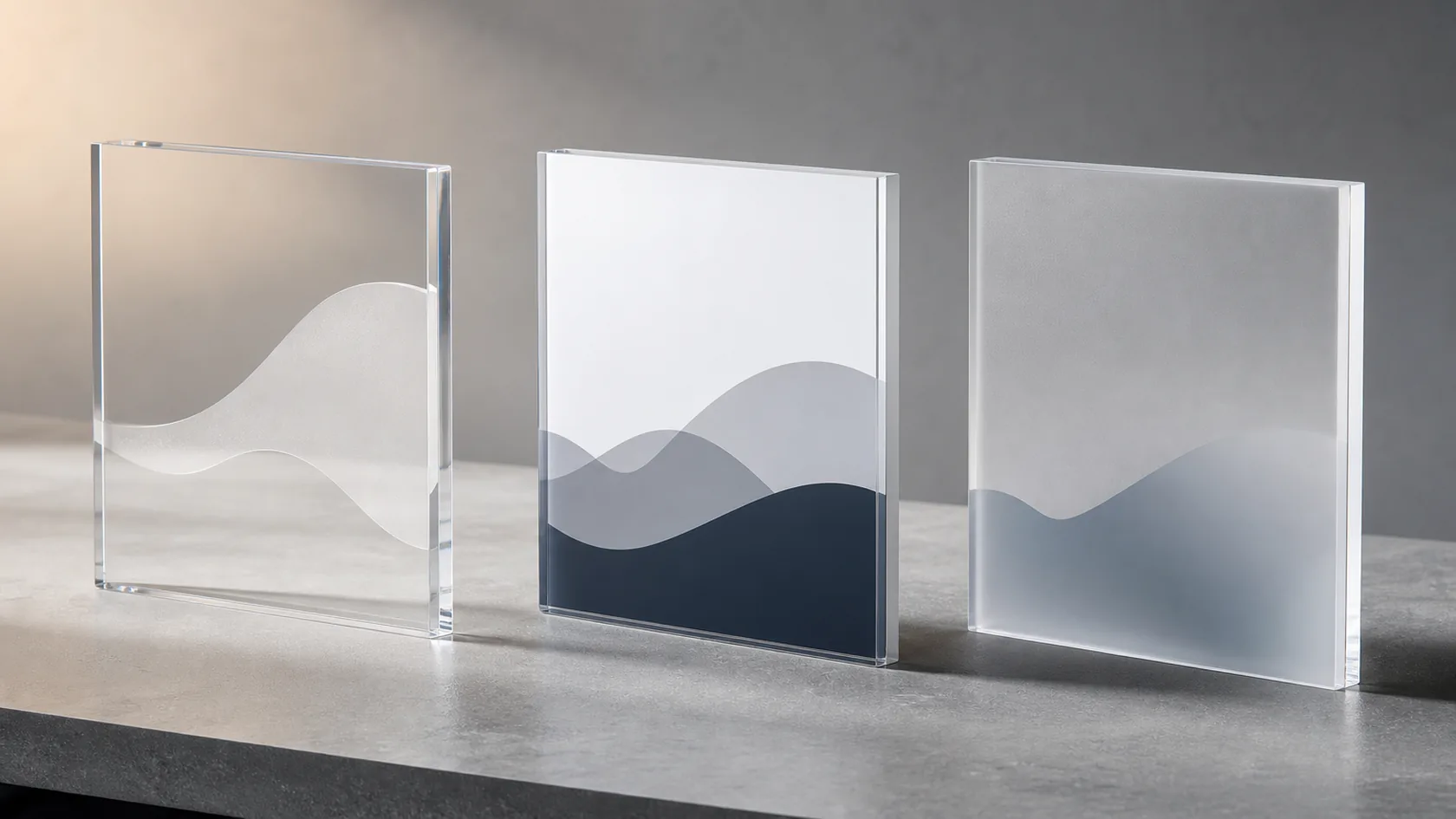 Colour-layer options on clear acrylic display panels