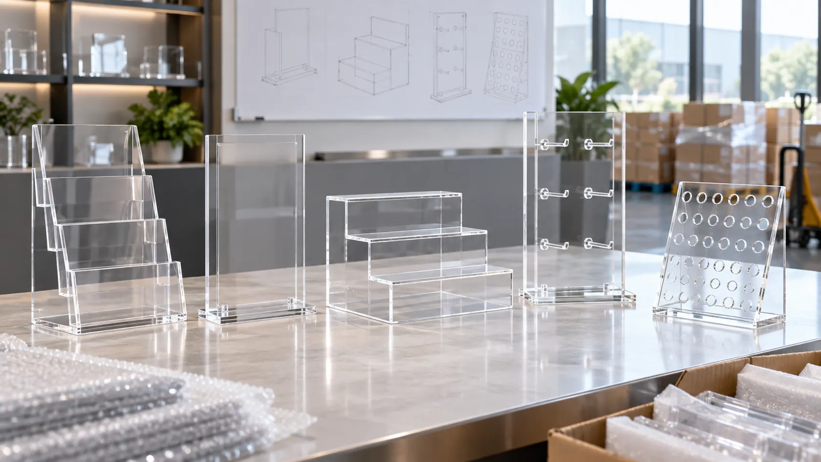 Finished custom acrylic countertop displays