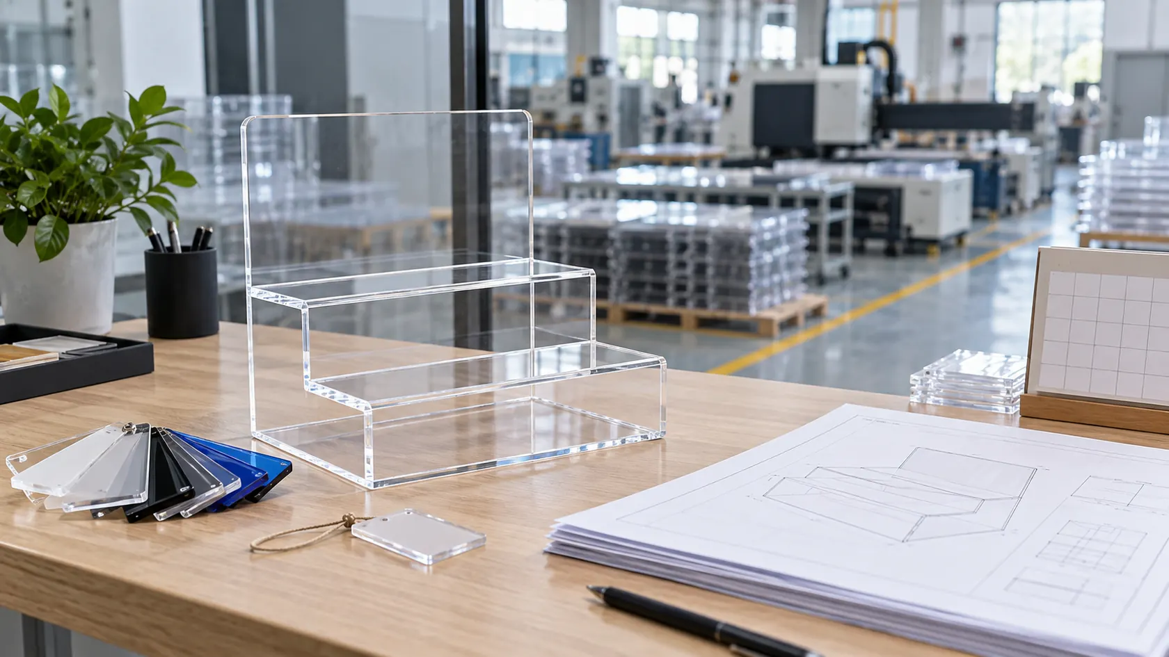 Controlled release for custom acrylic display production
