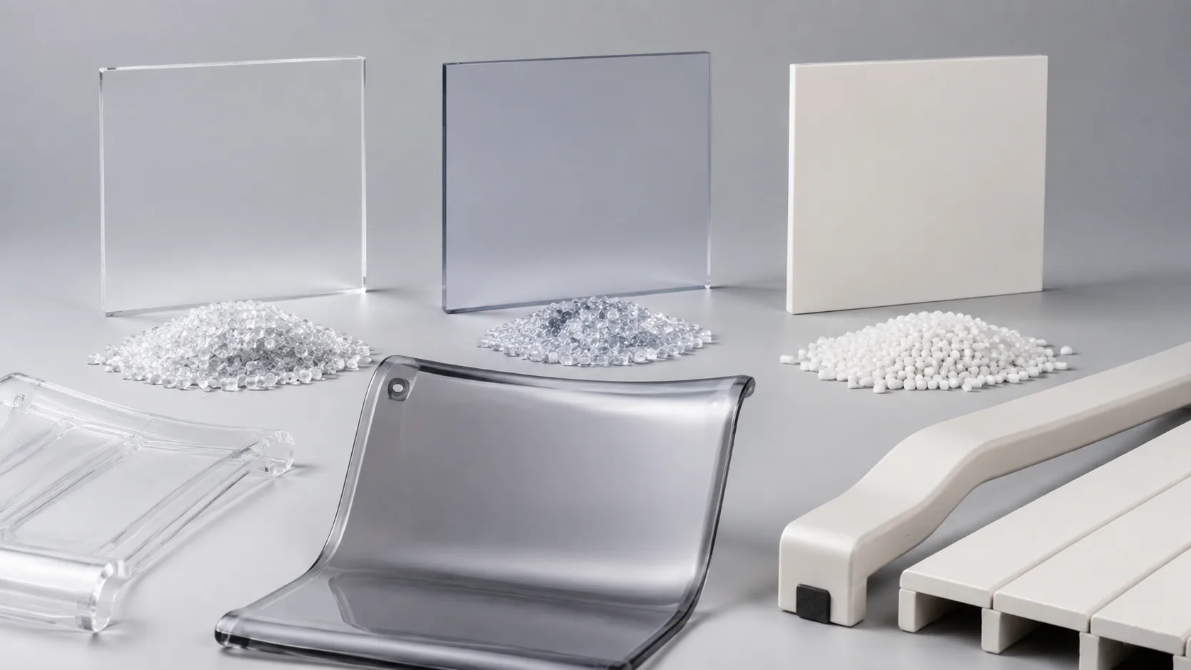 Clear and opaque plastic materials for outdoor furniture