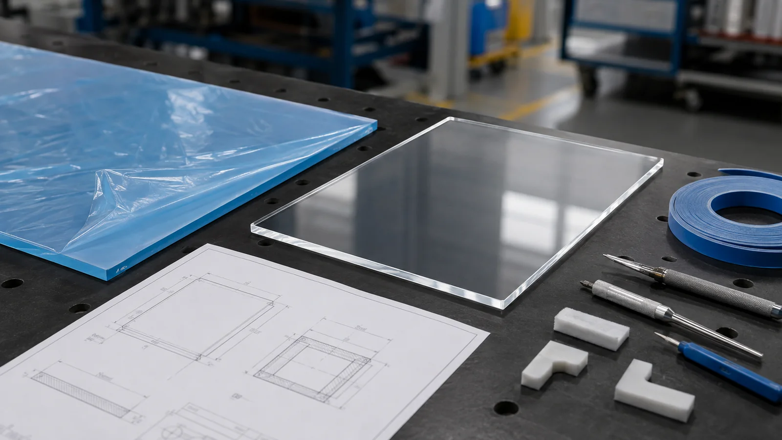Clear polymer samples in outdoor exposure conditions