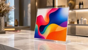 Custom acrylic POP display with layered colour graphics