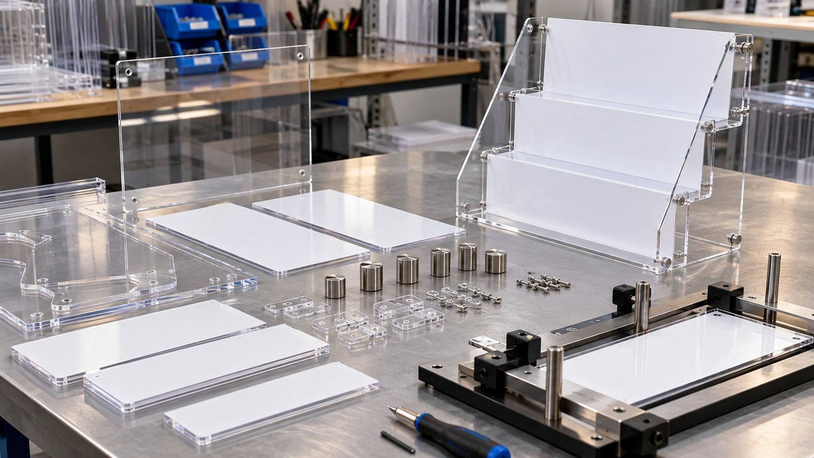 Custom acrylic display branding and assembly components
