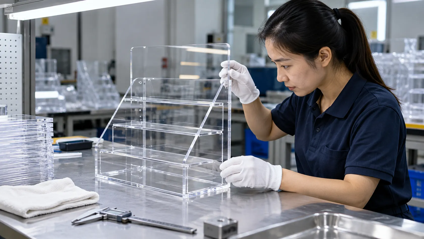 Quality inspection of a finished acrylic display