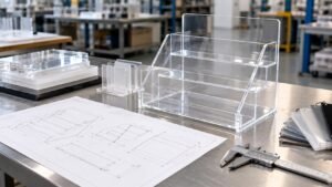 Custom acrylic display RFQ review with drawing and material samples