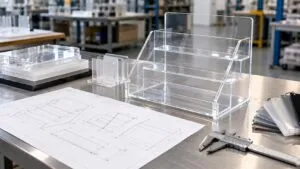 Custom acrylic display RFQ review with drawing and material samples
